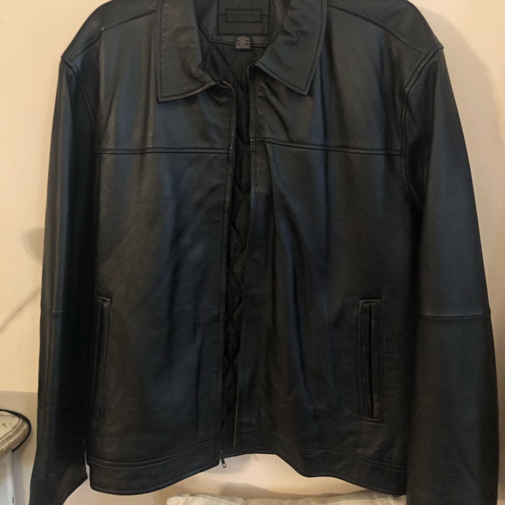Men’s Black Leather Coat, like new!